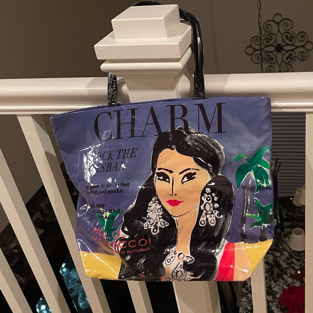 RARE vintage used Kate Spade Rock the Casbah Purple Tote Bag - Picture 3 of 12